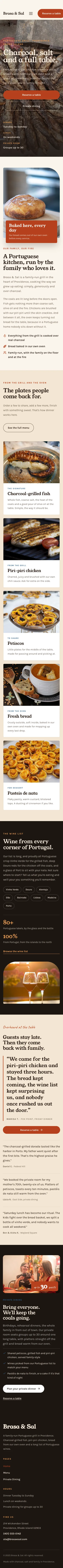 The Brasa & Sal homepage on a phone