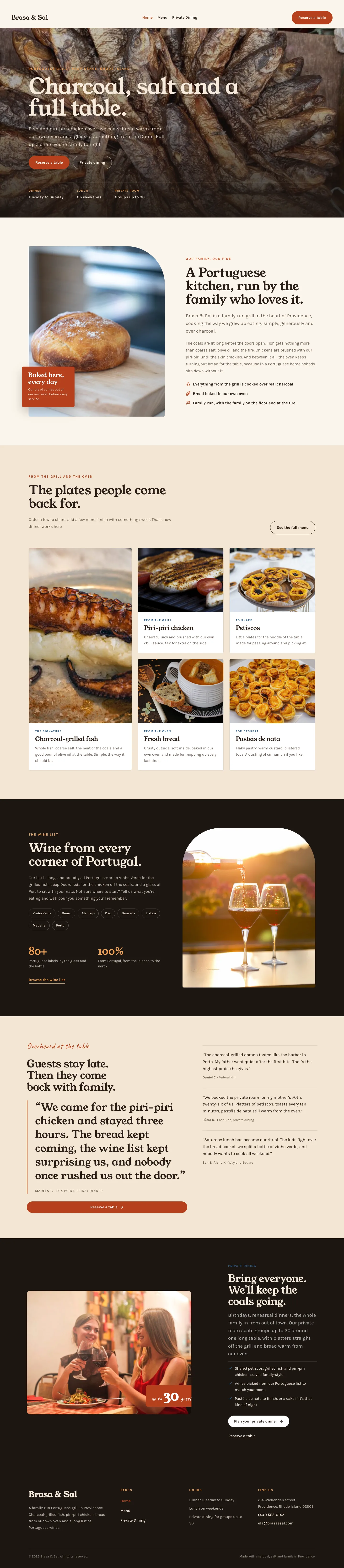 The Brasa & Sal homepage Native AI built